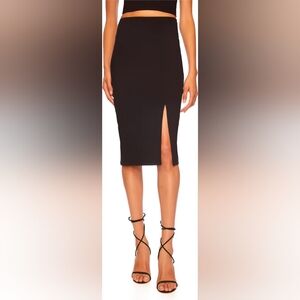 Susana Monaco Black Midi Pencil Skirt with Slit NEW Without Tags Size S